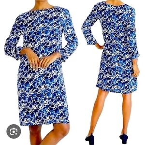 J. Crew Floral Shift Midi To Mini Dress Blue and White Pattern Size XL